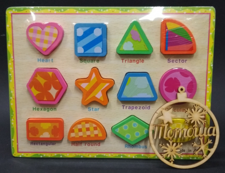 Об'ємний дерев'яний пазл, рамка-вкладиш