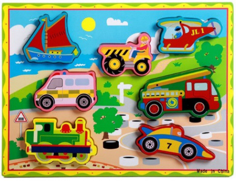 Об'ємний деревяний пазл, рамка - вкладка Транспорт