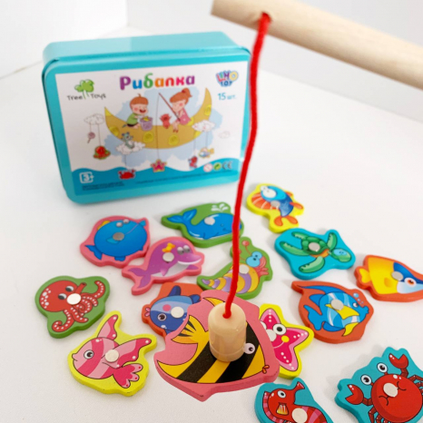 Деревянная игрушка Магнитная рыбалка в коробке