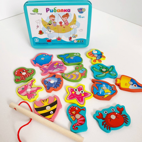 Деревянная игрушка Магнитная рыбалка в коробке