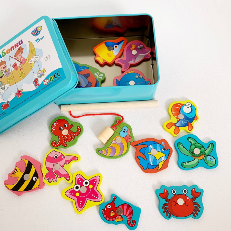 Деревянная игрушка Магнитная рыбалка в коробке