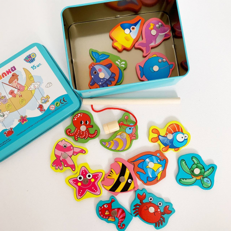 Деревянная игрушка Магнитная рыбалка в коробке