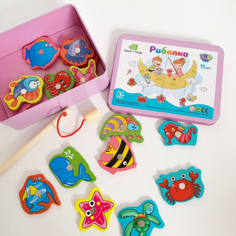 Деревянная игрушка Магнитная рыбалка в коробке