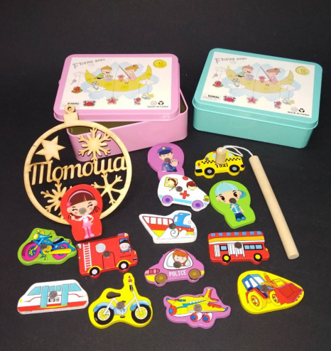 Дерев'яна іграшка Магнітна рибалка Транспорт у коробці