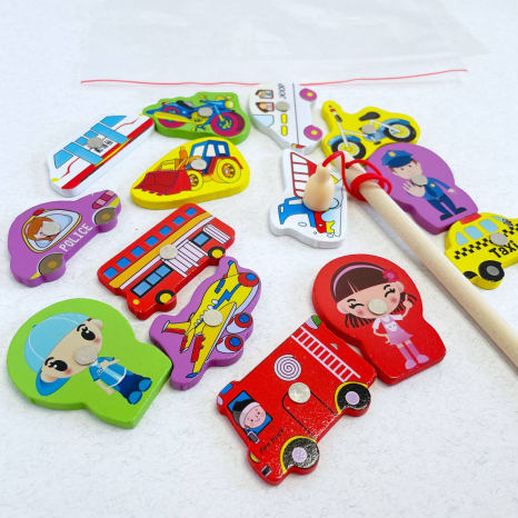 Дерев'яна іграшка Магнітна рибалка Транспорт у пакеті