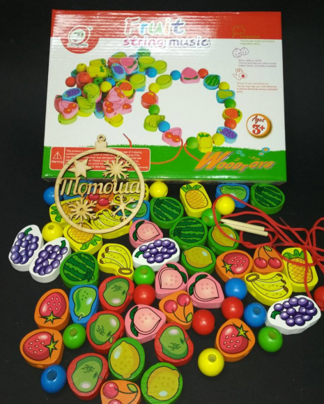 Деревянная шнуровка с деревянной иголкой Фрукты, MD 1009