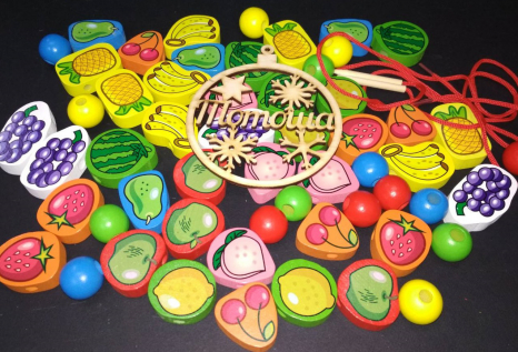 Деревянная шнуровка с деревянной иголкой Фрукты, MD 1009