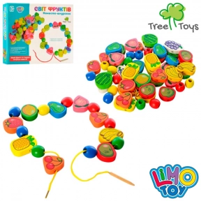 Дерев'яна шнурівка з дерев'яною голкою Фрукти