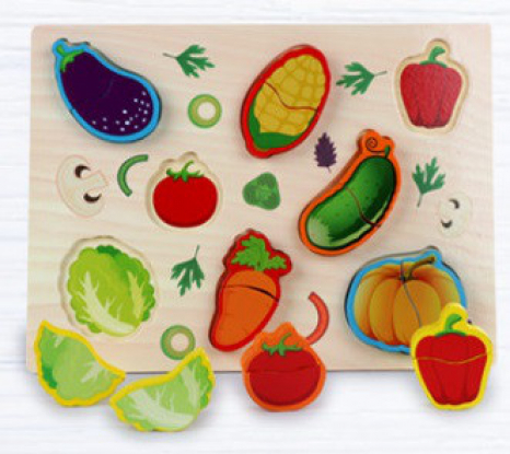 Объемный деревянный пазл, рамка-вкладыш Овощи