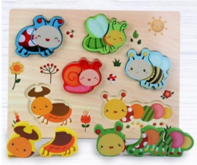 Объемный деревянный пазл, рамка-вкладыш Насекомые