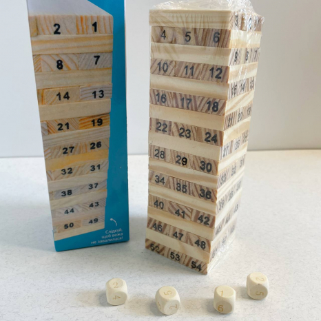 Настільна гра Башта (міні) з цифрами (джанга, дженга, башня)