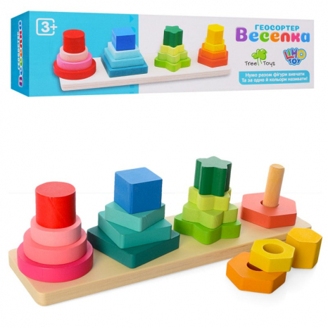 Деревянная игрушка Пирамидка Цвета и оттенки, MD 1216