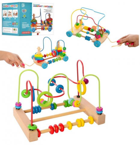 Деревяна іграшка Пальчиковий лабіринт, каталка, MD 1241