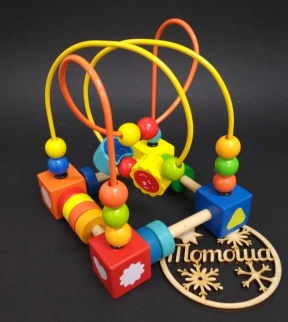 Дерев'яний пальчиковий лабіринт квадратний на дроті