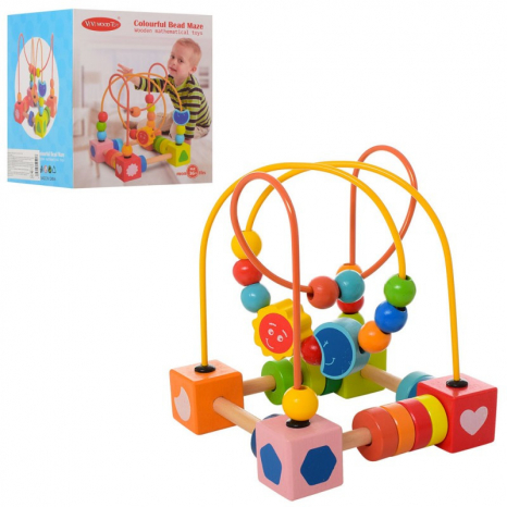 Дерев'яний пальчиковий лабіринт квадратний на дроті