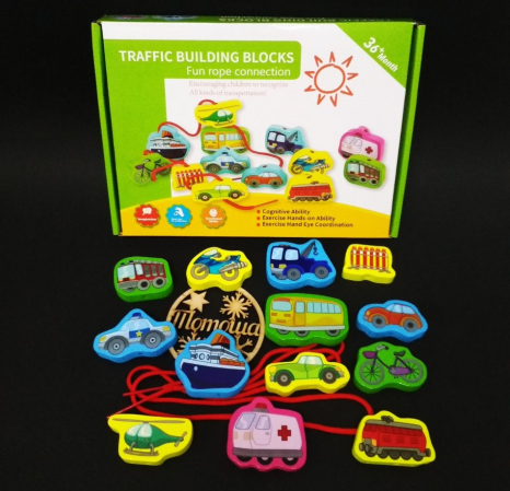 Дерев'яна іграшка шнурівка MD 1263 Транспорт