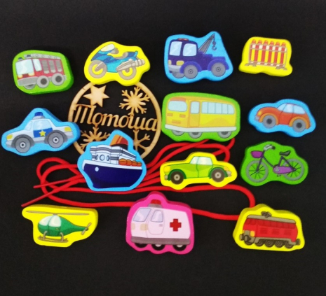 Дерев'яна іграшка шнурівка MD 1263 Транспорт