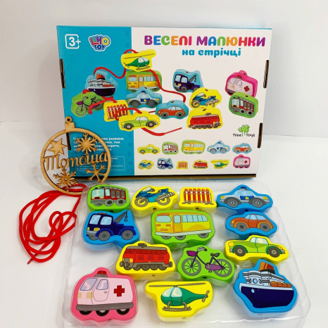 Дерев'яна іграшка шнурівка MD 1263 Транспорт