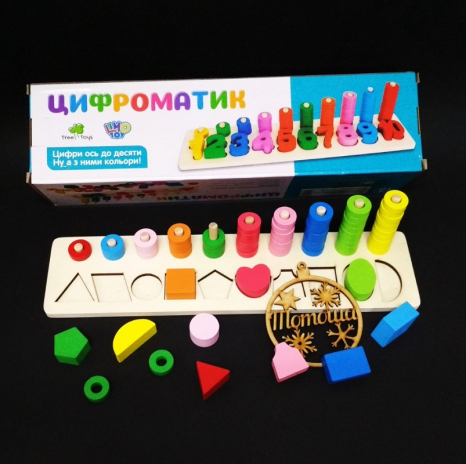 Дерев'яна іграшка Рахунковий набір першокласника Геометричні фігури