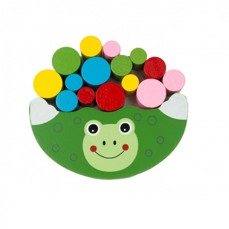 Дерев'яна іграшка Балансир Жабка з циліндрами, MD 1276