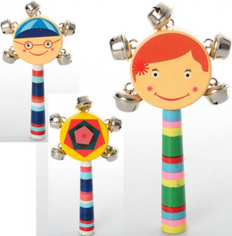 Деревянная игрушка Бубенцы на ручке Мордочки