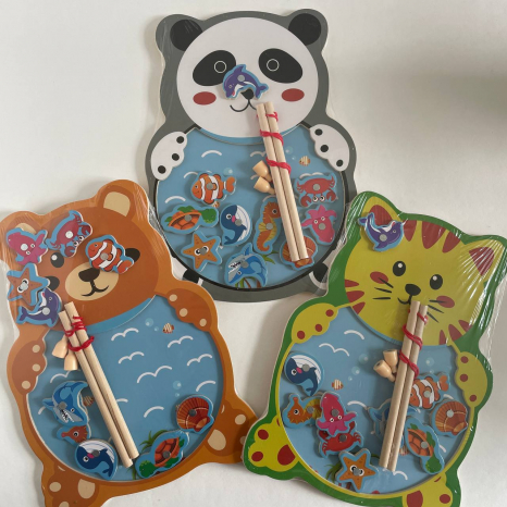 Дерев'яна риболовля магнітна,2 вудки з морськими мешканцями в асортименті MD 1374