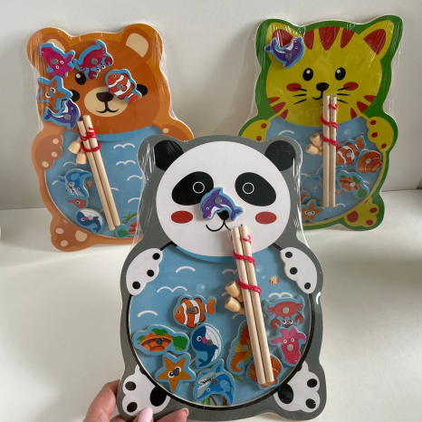 Дерев'яна риболовля магнітна,2 вудки з морськими мешканцями в асортименті MD 1374