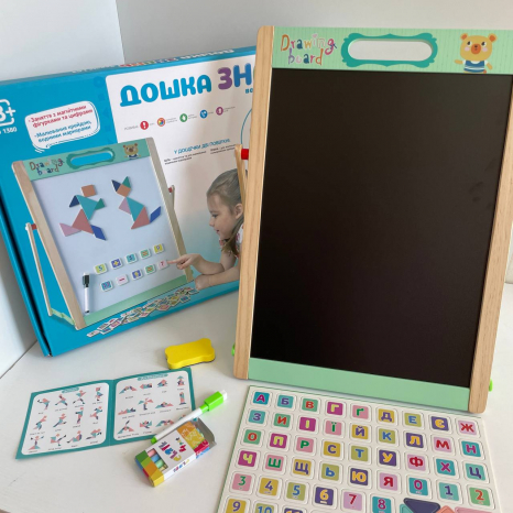 Дерев'яна дошка знань для малювання (магнітна, велика)