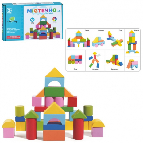 Дерев'яний конструктор Будівельні блоки MD 1383 Містечко,  32 деталі
