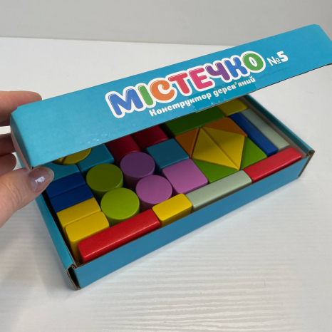 Дерев'яний конструктор Будівельні блоки MD 1383 Містечко,  32 деталі