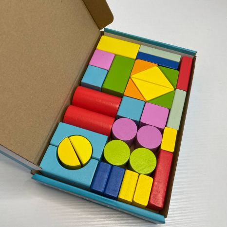 Дерев'яний конструктор Будівельні блоки MD 1383 Містечко,  32 деталі