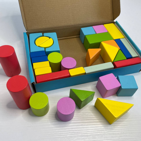 Дерев'яний конструктор Будівельні блоки MD 1383 Містечко,  32 деталі