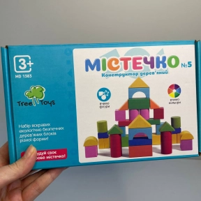 Дерев'яний конструктор Будівельні блоки MD 1383 Містечко,  32 деталі