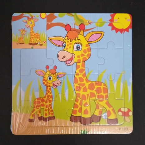 Деревянные пазлы, рамка - вкладыш Животные и Транспорт Жираф