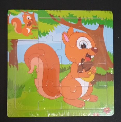 Дерев'яні пазли, рамка - вкладиш Тварини та Транспорт Білка