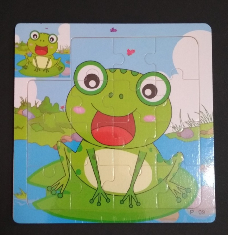 Дерев'яні пазли, рамка - вкладиш Тварини та Транспорт Жаба