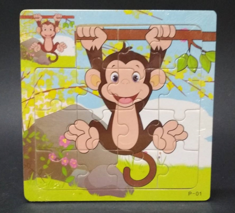 Деревянные пазлы, рамка - вкладыш Животные и Транспорт Обезьяна