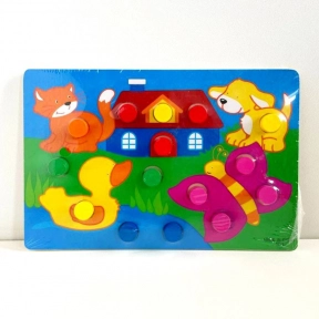 Дерев'яна рамка вкладка Кольорові циліндри Домашні тварини