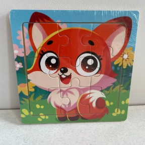 Деревянный детский пазл на 9 элементов Лисичка, MD 1504