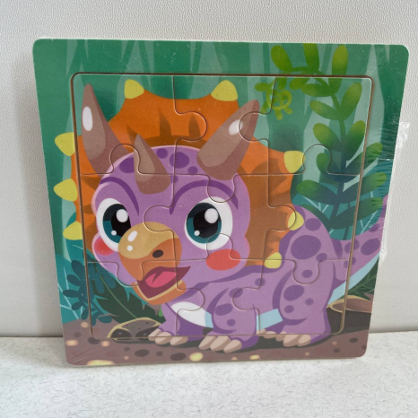 Дерев'яний дитячий пазл на 9 елементів Динозаврик