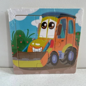 Дерев'яний дитячий пазл на 9 елементів Трактор