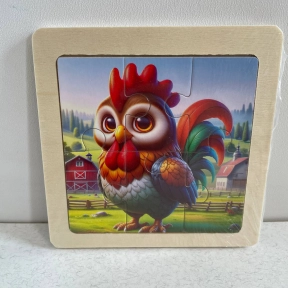 Дерев'яний дитячий пазл на 6 елементів Півник