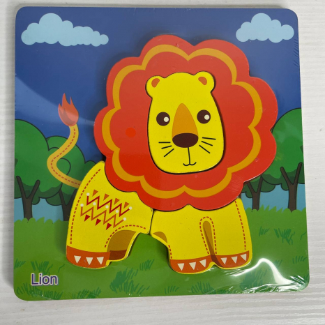 Об'ємний дерев'яний пазл, рамка - вкладка Лев