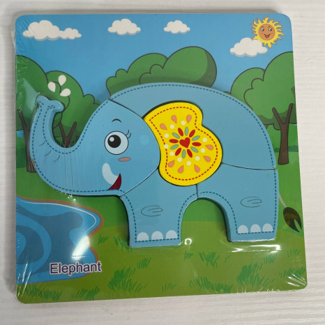 Об'ємний дерев'яний пазл, рамка - вкладка Слон