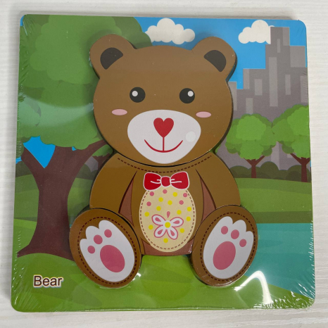 Об'ємний дерев'яний пазл, рамка - вкладка Ведмедик