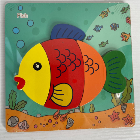 Об'ємний дерев'яний пазл, рамка - вкладка Рибка