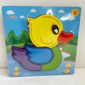 Объемный деревянный пазл, рамка - вкладыш Уточка