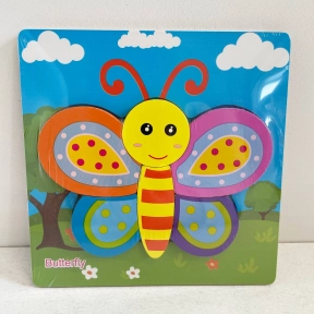 Объемный деревянный пазл, рамка - вкладыш Бабочка