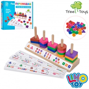 Дерев'яна іграшка Пірамідка MD 1584 геометричні фігури Limo Toy