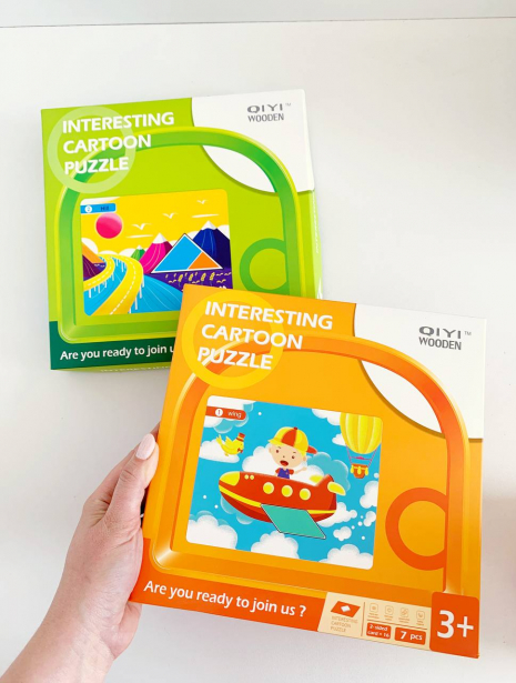 Дерев'яна іграшка Танграм із картками, 2 види